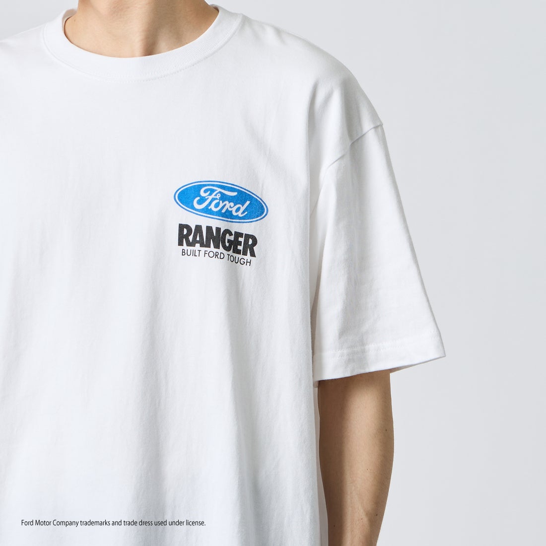 GOOD ROCK SPEED [グッドロックスピード] 別注 FORD ロゴバックプリントTシャツ [INTN-079-JF] WHITE &&モデル身長：168cm 着用サイズ：L&&