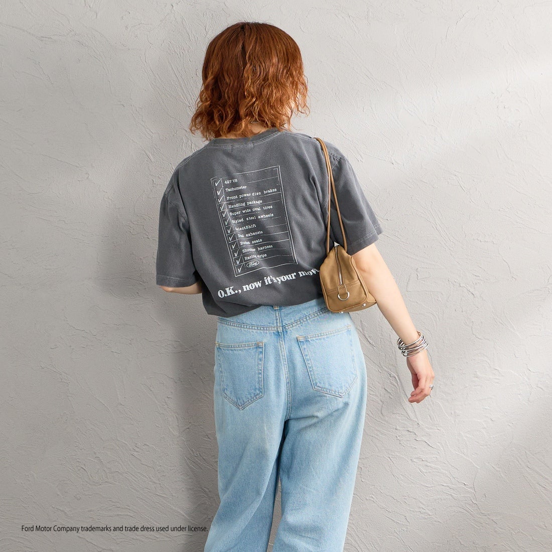 GOOD ROCK SPEED [グッドロックスピード] 別注 FORD ロゴプリントTシャツ [INTN-080-JF] CHARCOAL &&モデル身長：158cm 着用サイズ：M&&
