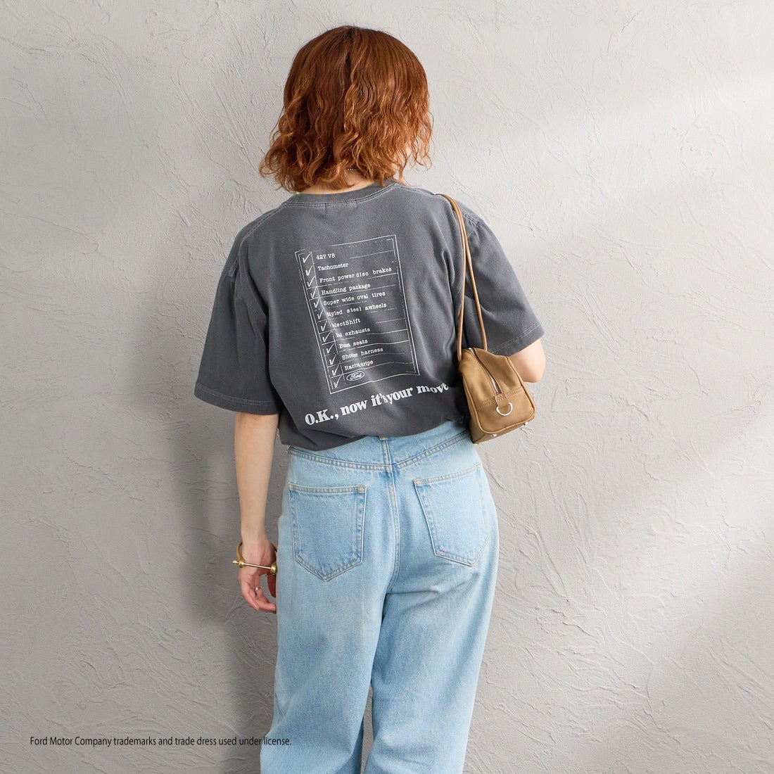 GOOD ROCK SPEED [グッドロックスピード] 別注 FORD ロゴプリントTシャツ [INTN-080-JF] CHARCOAL &&モデル身長：158cm 着用サイズ：M&&