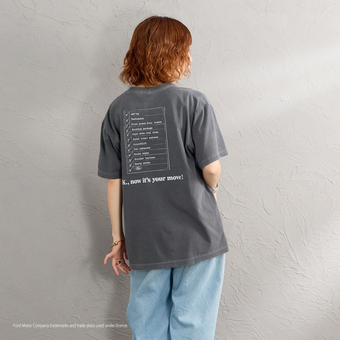 GOOD ROCK SPEED [グッドロックスピード] 別注 FORD ロゴプリントTシャツ [INTN-080-JF] CHARCOAL &&モデル身長：158cm 着用サイズ：M&&