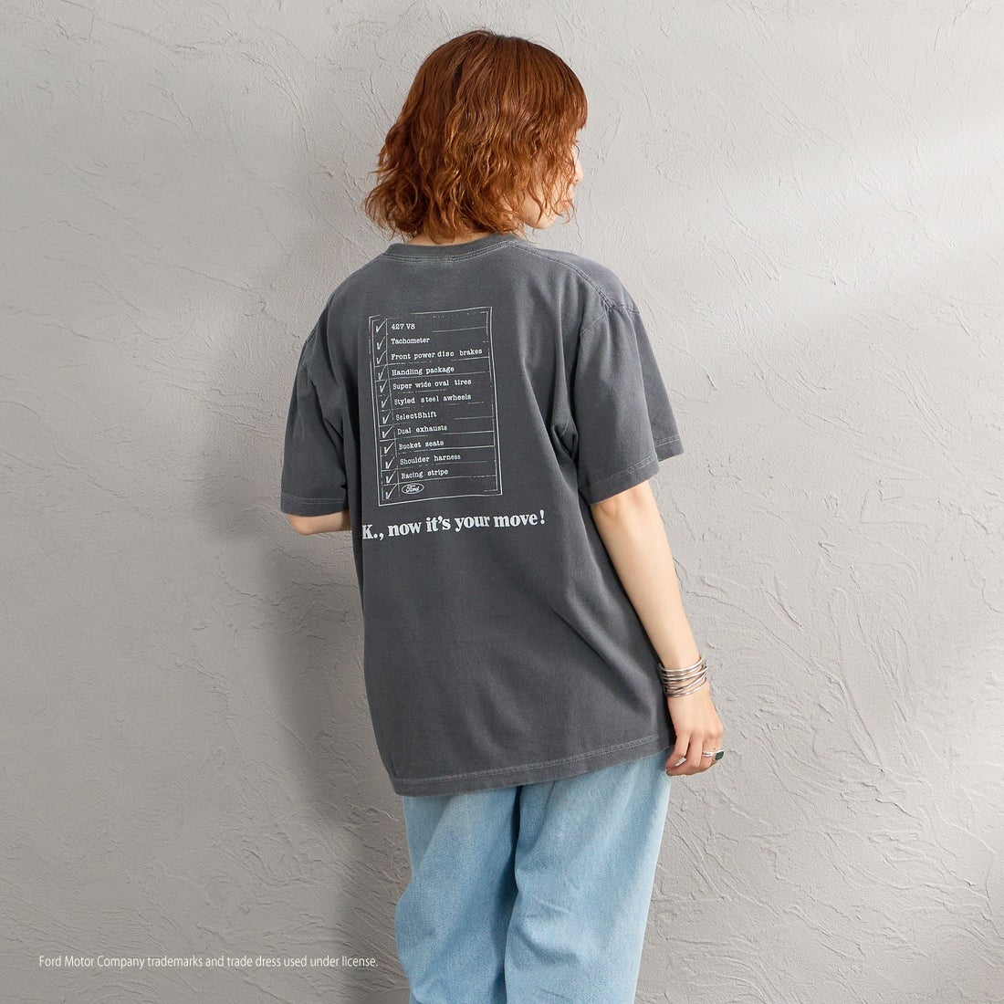 GOOD ROCK SPEED [グッドロックスピード] 別注 FORD ロゴプリントTシャツ [INTN-080-JF] CHARCOAL &&モデル身長：158cm 着用サイズ：M&&
