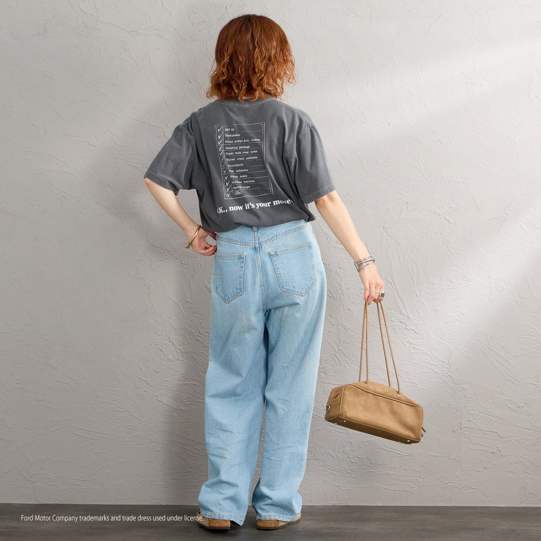 GOOD ROCK SPEED [グッドロックスピード] 別注 FORD ロゴプリントTシャツ [INTN-080-JF] CHARCOAL &&モデル身長：158cm 着用サイズ：M&&
