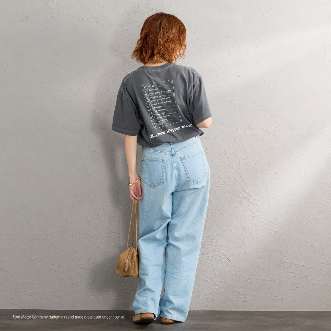 GOOD ROCK SPEED [グッドロックスピード] 別注 FORD ロゴプリントTシャツ [INTN-080-JF] CHARCOAL &&モデル身長：158cm 着用サイズ：M&&