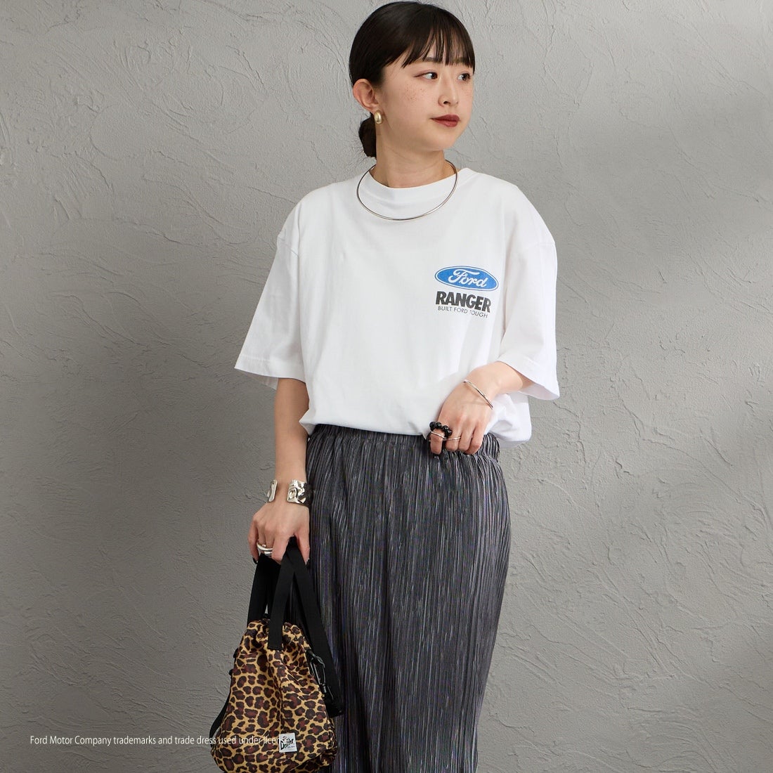 GOOD ROCK SPEED [グッドロックスピード] 別注 FORD ロゴバックプリントTシャツ [INTN-079-JF] WHITE &&モデル身長：150cm 着用サイズ：M&&