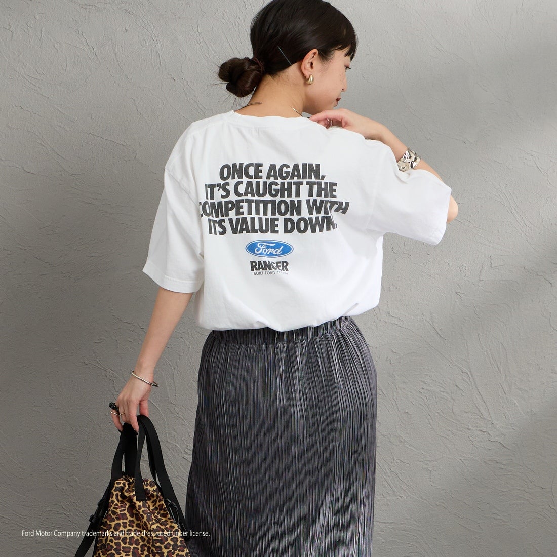 GOOD ROCK SPEED [グッドロックスピード] 別注 FORD ロゴバックプリントTシャツ [INTN-079-JF] WHITE &&モデル身長：150cm 着用サイズ：M&&