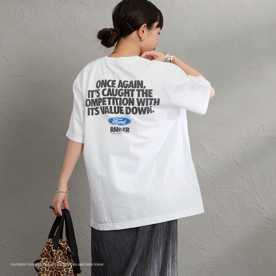 GOOD ROCK SPEED [グッドロックスピード] 別注 FORD ロゴバックプリントTシャツ [INTN-079-JF] WHITE &&モデル身長：150cm 着用サイズ：M&&