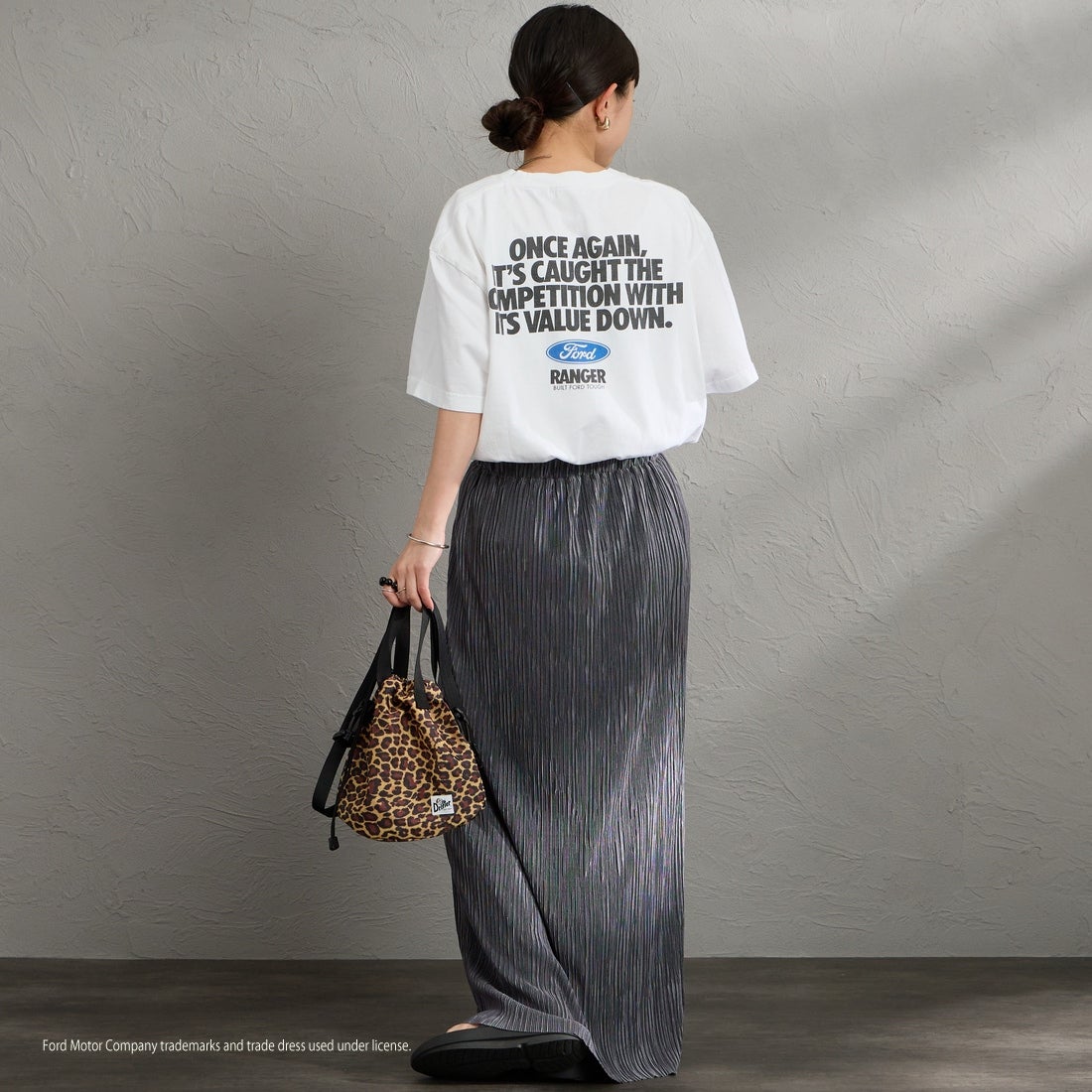GOOD ROCK SPEED [グッドロックスピード] 別注 FORD ロゴバックプリントTシャツ [INTN-079-JF] WHITE &&モデル身長：150cm 着用サイズ：M&&