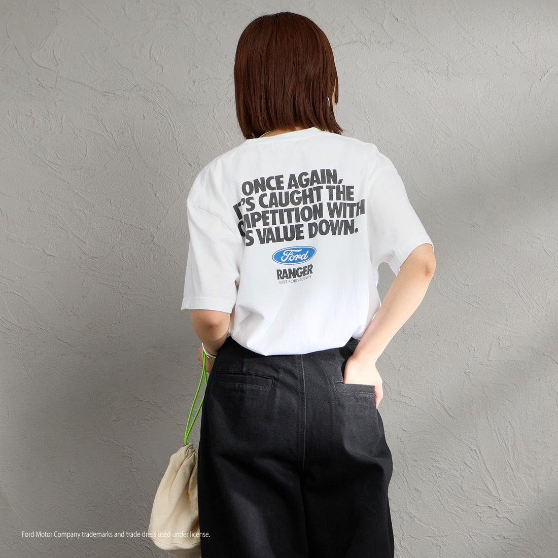 GOOD ROCK SPEED [グッドロックスピード] 別注 FORD ロゴバックプリントTシャツ [INTN-079-JF] WHITE &&モデル身長：159cm 着用サイズ：M&&