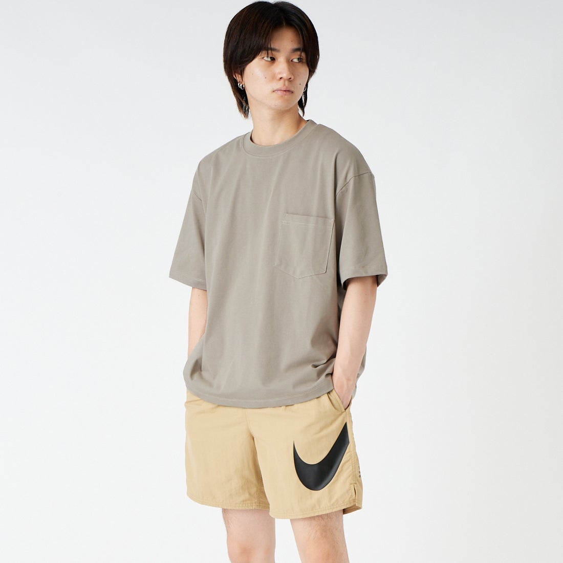 SLICK [スリック] ヘビーウェイト SORONAジャージーポケットTシャツ [5230276] 520 GRAY B &&モデル身長：177cm 着用サイズ：1&&