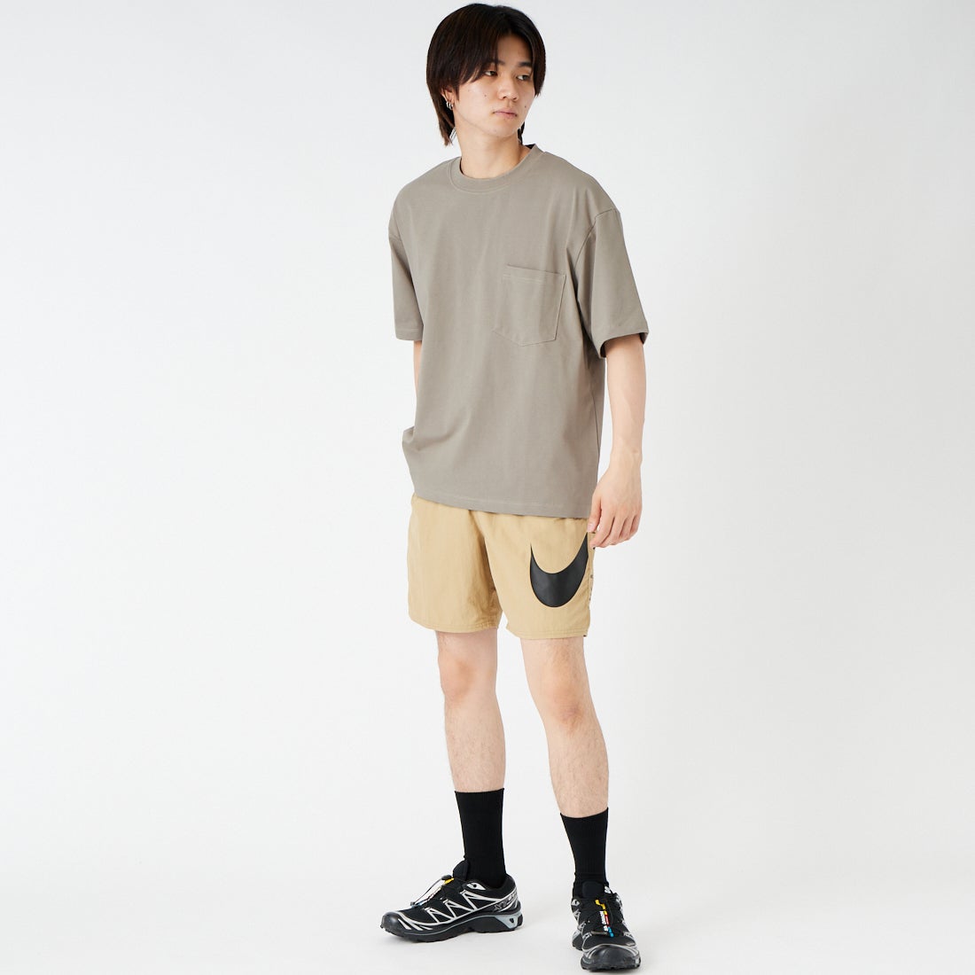 SLICK [スリック] ヘビーウェイト SORONAジャージーポケットTシャツ [5230276] 520 GRAY B &&モデル身長：177cm 着用サイズ：1&&