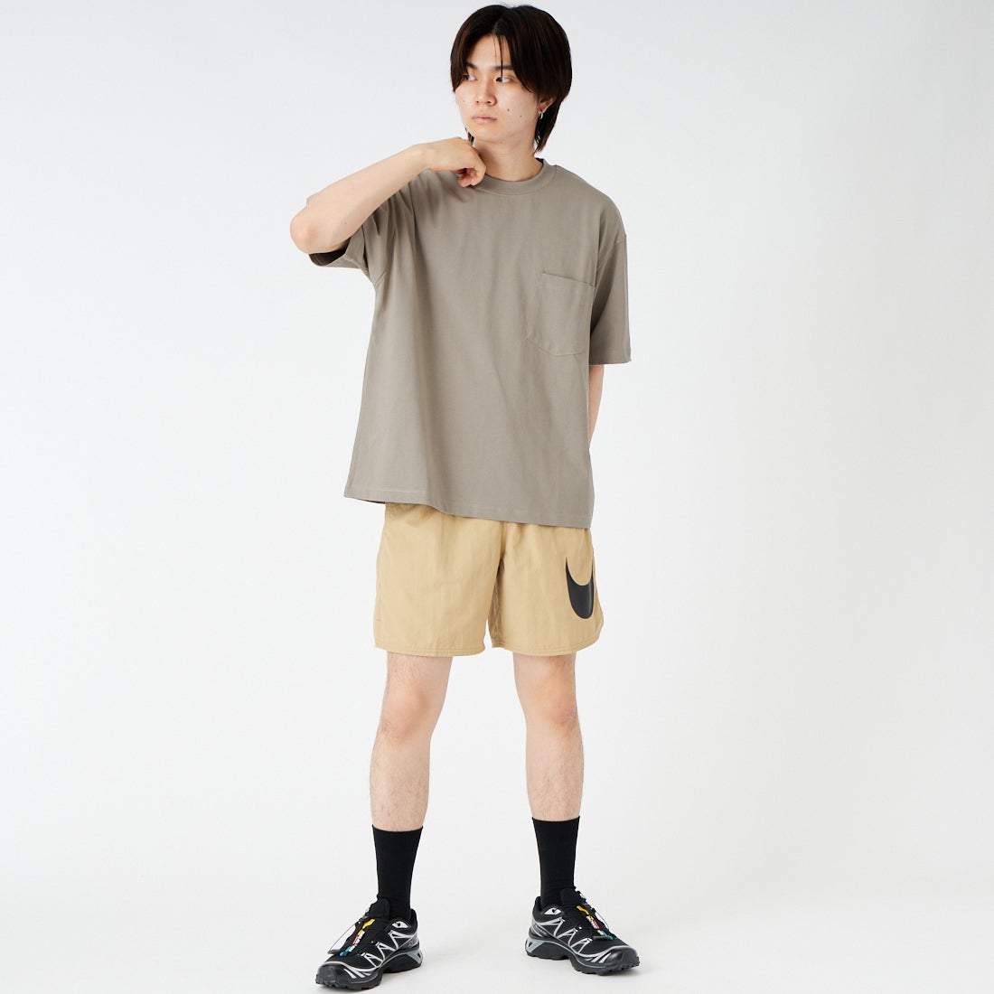 SLICK [スリック] ヘビーウェイト SORONAジャージーポケットTシャツ [5230276] 520 GRAY B &&モデル身長：177cm 着用サイズ：1&&