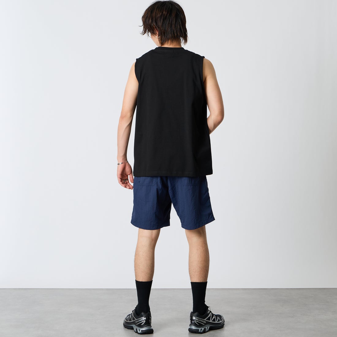 SLICK [スリック] ヘビーウェイト SORONAジャージーノースリーブTシャツ [5230275] 700 BLACK &&モデル身長：177cm 着用サイズ：1&&