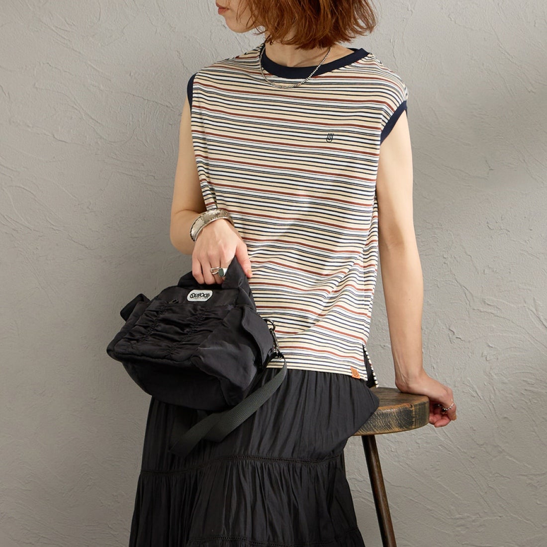 BEG BORDER&&モデル身長：158cm 着用サイズ：F&&