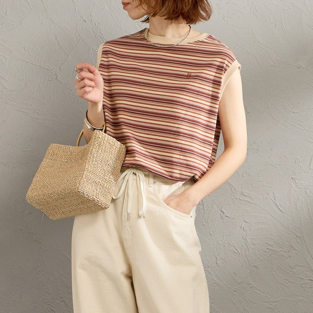 BRN BORDER&&モデル身長：158cm 着用サイズ：F&&