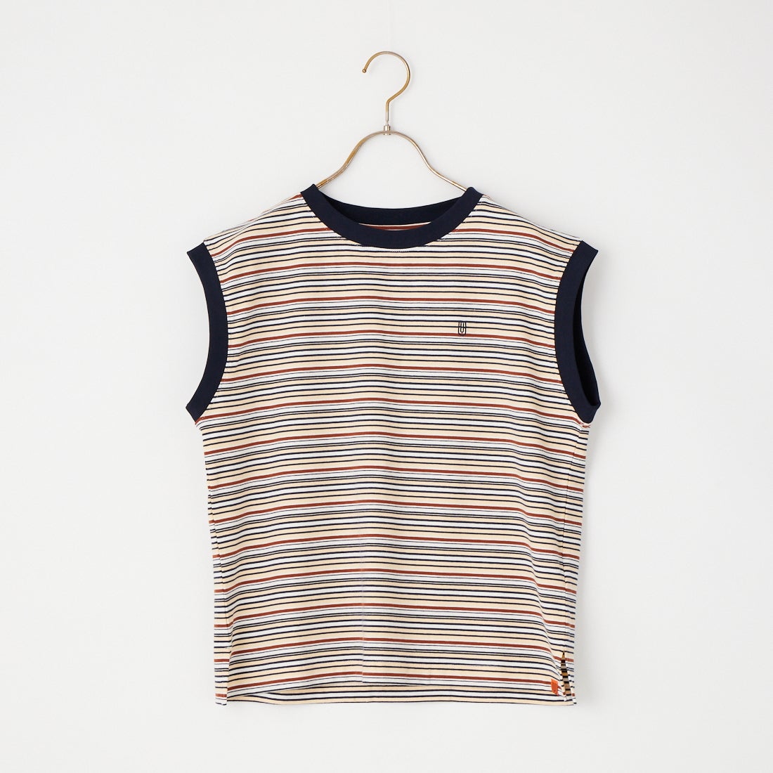 UNIVERSAL OVERALL [ユニバーサルオーバーオール] 別注 ワンポイントロゴ刺繍 ノースリーブカットソー [U2612250IN-JF] BEG BORDER