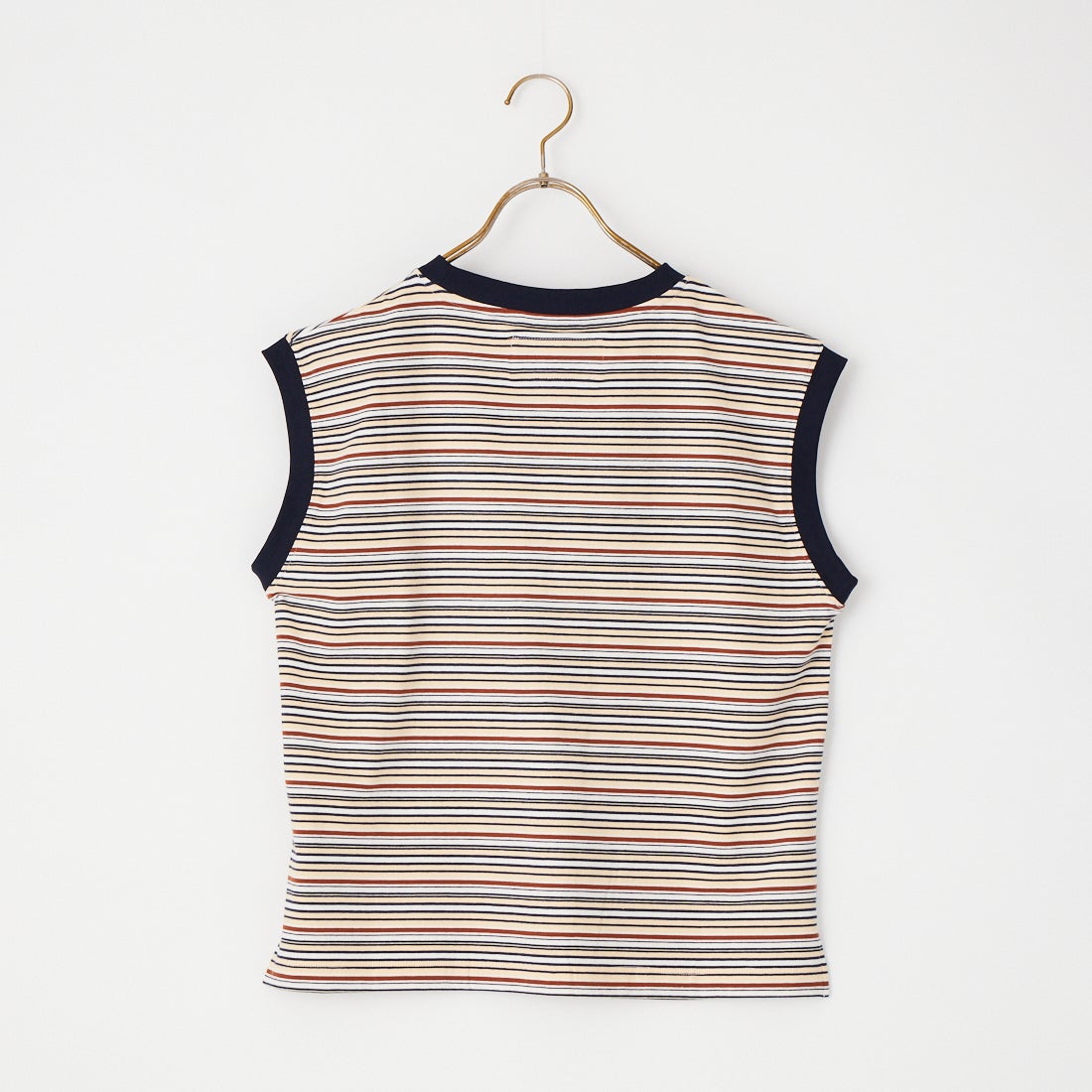 UNIVERSAL OVERALL [ユニバーサルオーバーオール] 別注 ワンポイントロゴ刺繍 ノースリーブカットソー [U2612250IN-JF] BEG BORDER