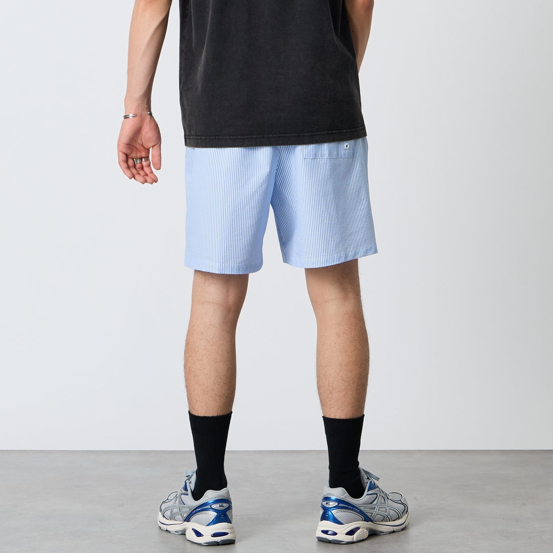 NIKE SWIM [ナイキスイム] ブレイカーリップル 7インチボレーショーツ [NESSG506] N434 ﾌﾞﾙｰｸ &&モデル身長：177cm 着用サイズ：L&&