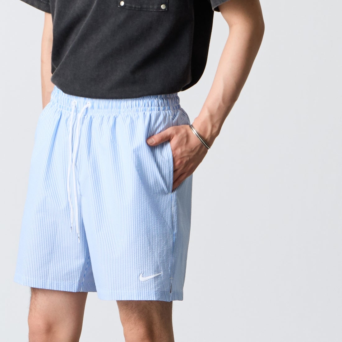 NIKE SWIM [ナイキスイム] ブレイカーリップル 7インチボレーショーツ [NESSG506] N434 ﾌﾞﾙｰｸ &&モデル身長：177cm 着用サイズ：L&&