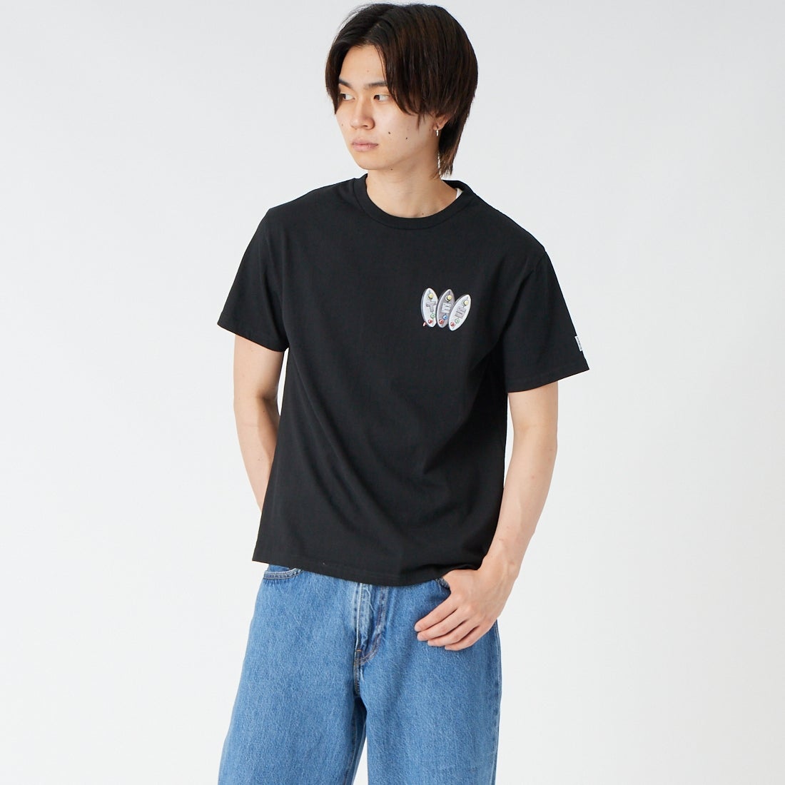 The Endless Summer [エンドレスサマー] SURF GAME ショートスリーブTシャツ [FH-26574351] 01 BLACK &&モデル身長：177cm 着用サイズ：M&&
