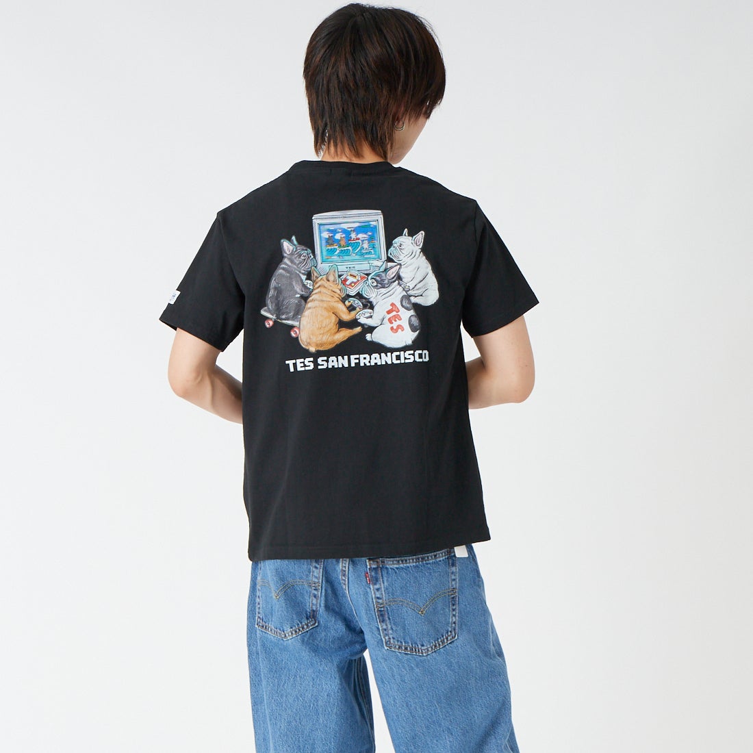 The Endless Summer [エンドレスサマー] SURF GAME ショートスリーブTシャツ [FH-26574351] 01 BLACK &&モデル身長：177cm 着用サイズ：M&&