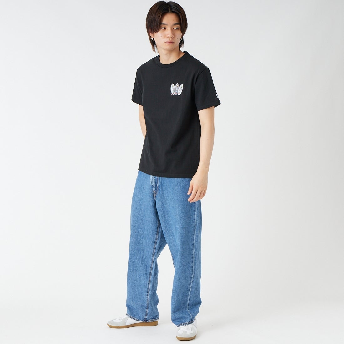 The Endless Summer [エンドレスサマー] SURF GAME ショートスリーブTシャツ [FH-26574351] 01 BLACK &&モデル身長：177cm 着用サイズ：M&&