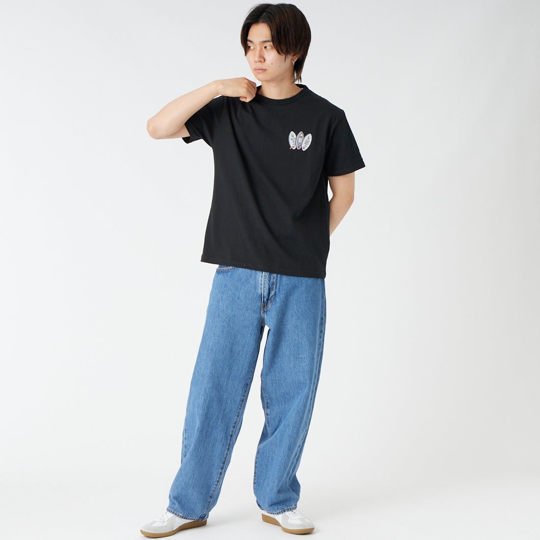 The Endless Summer [エンドレスサマー] SURF GAME ショートスリーブTシャツ [FH-26574351] 01 BLACK &&モデル身長：177cm 着用サイズ：M&&