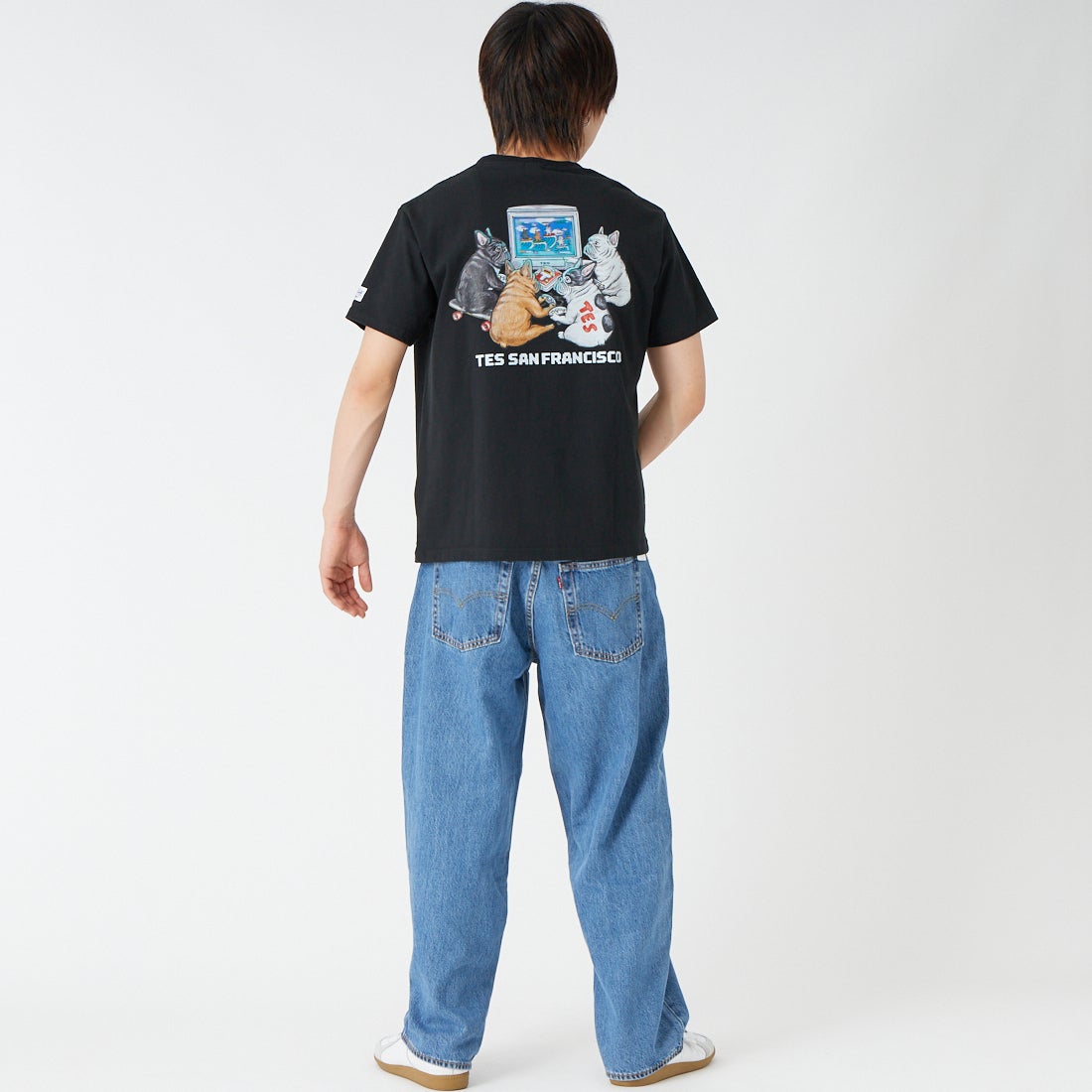 The Endless Summer [エンドレスサマー] SURF GAME ショートスリーブTシャツ [FH-26574351] 01 BLACK &&モデル身長：177cm 着用サイズ：M&&