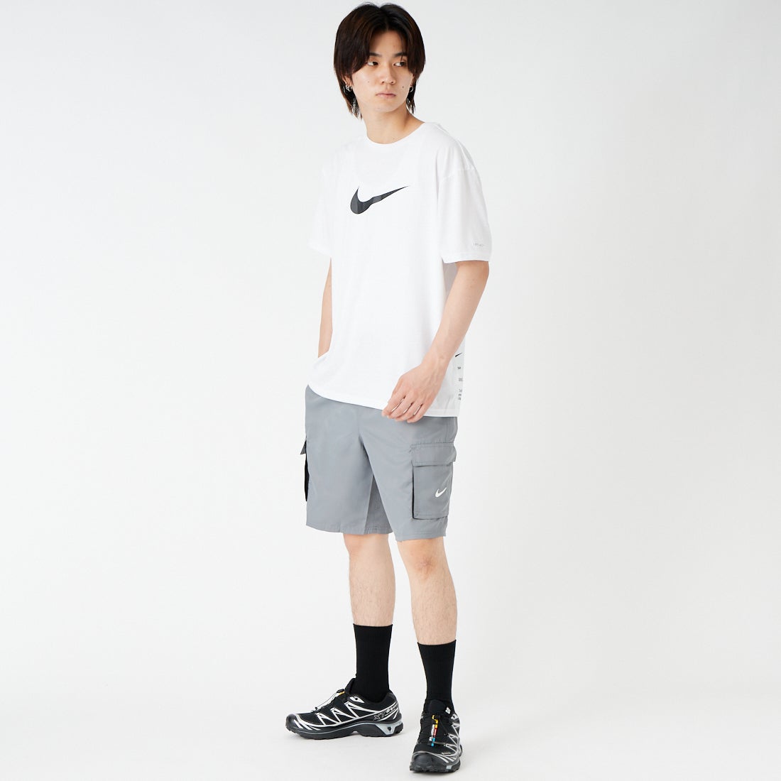 NIKE SWIM [ナイキスイム] ボヤージュエッセンシャル 9インチボレーショーツ [NESSG452] N051 ｸｰﾙｸﾞ &&モデル身長：177cm 着用サイズ：L&&