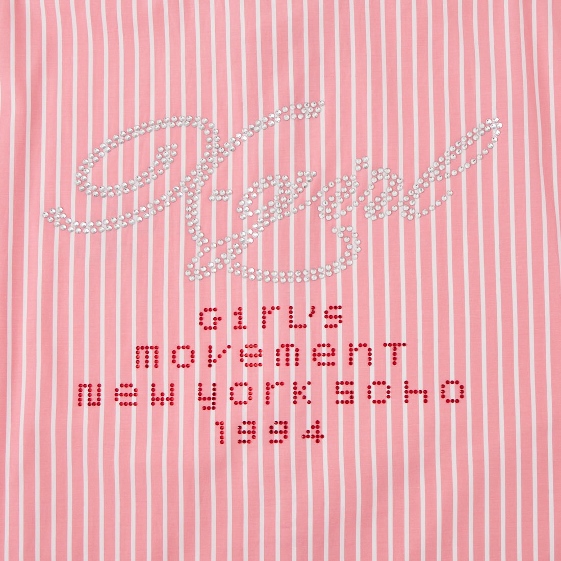 X-girl [エックスガール] ラインストーンストライプ半袖シャツ [105262014004] PINK