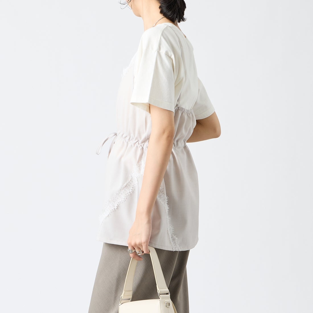 &g'aime [アンジェム] レースチュニックビスチェ [293-68216] ｴｸﾘｭ &&モデル身長：162cm 着用サイズ：F&&