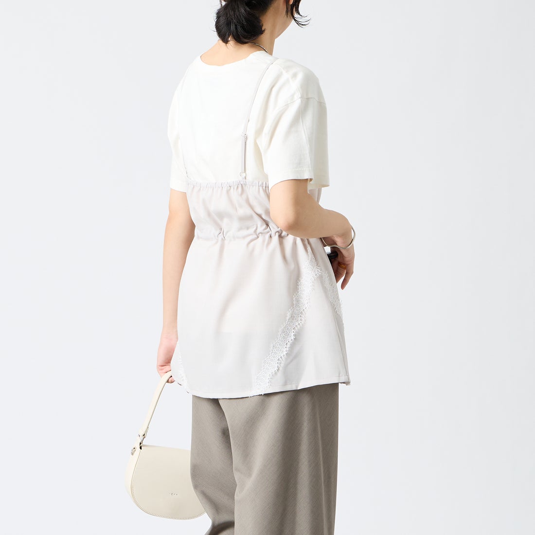 &g'aime [アンジェム] レースチュニックビスチェ [293-68216] ｴｸﾘｭ &&モデル身長：162cm 着用サイズ：F&&