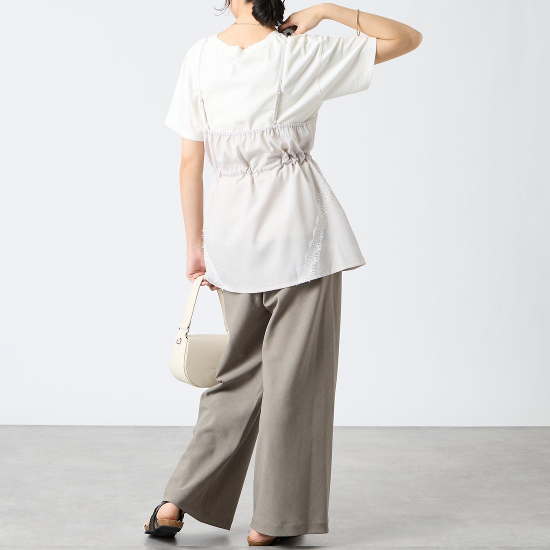 &g'aime [アンジェム] レースチュニックビスチェ [293-68216] ｴｸﾘｭ &&モデル身長：162cm 着用サイズ：F&&
