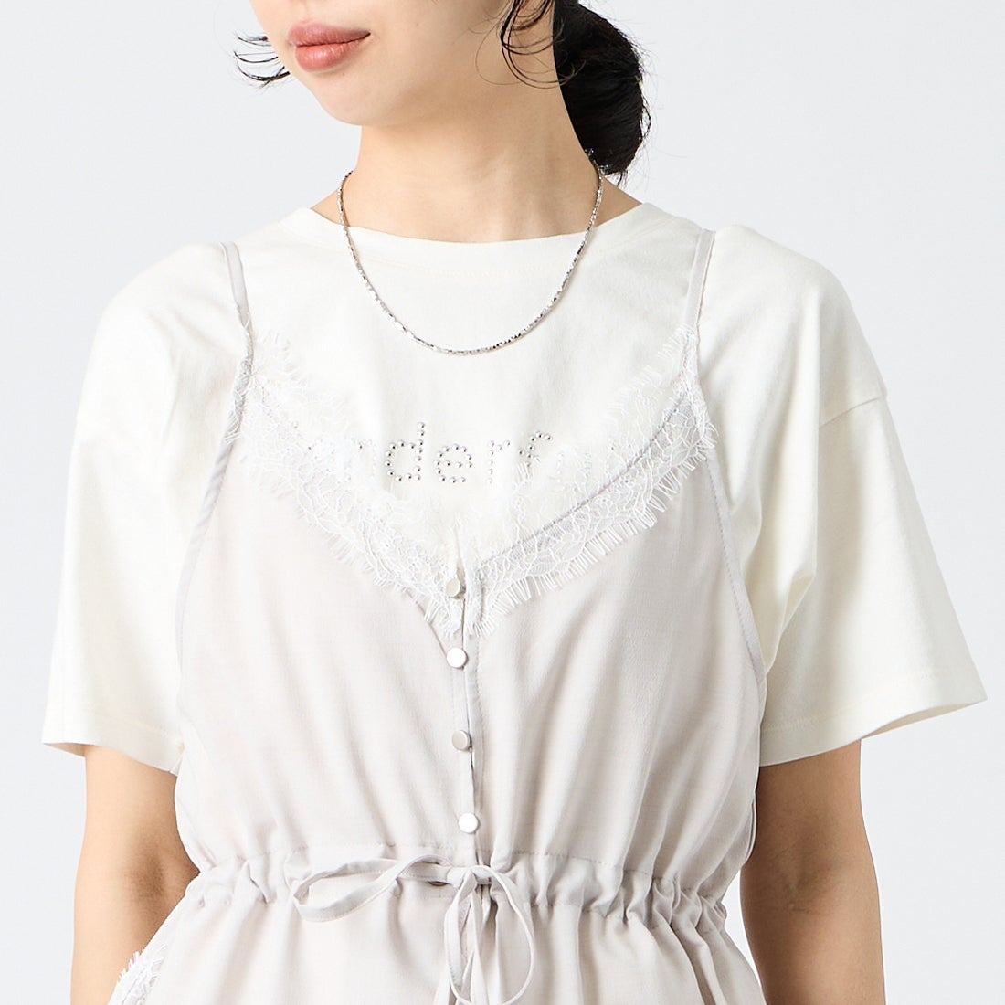 &g'aime [アンジェム] レースチュニックビスチェ [293-68216] ｴｸﾘｭ &&モデル身長：162cm 着用サイズ：F&&