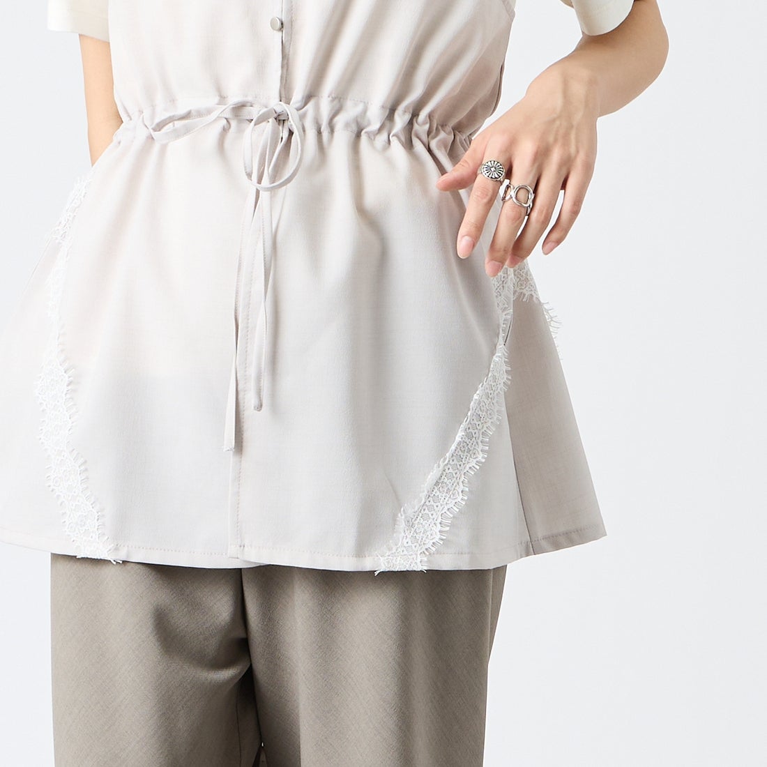 &g'aime [アンジェム] レースチュニックビスチェ [293-68216] ｴｸﾘｭ &&モデル身長：162cm 着用サイズ：F&&