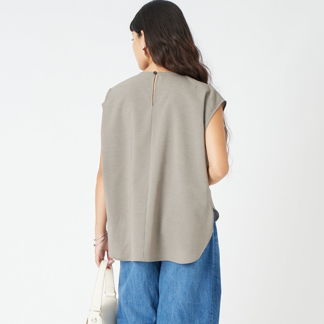 Jeans Factory Clothes [ジーンズファクトリークローズ] リネンライクポプリンプルオーバー [21268059] 002 ｸﾞﾚｰ &&モデル身長：162cm 着用サイズ：F&&