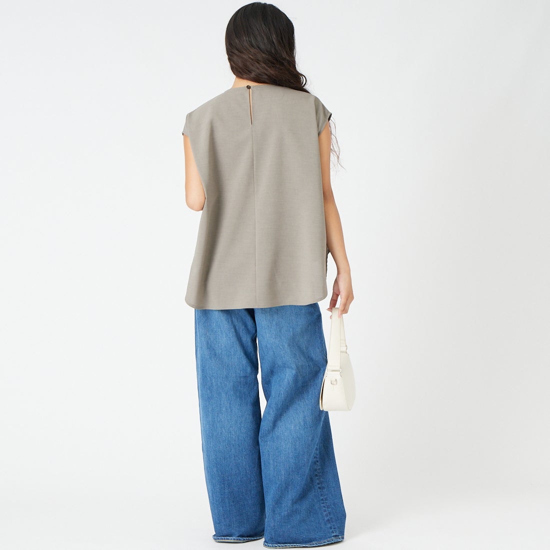 Jeans Factory Clothes [ジーンズファクトリークローズ] リネンライクポプリンプルオーバー [21268059] 002 ｸﾞﾚｰ &&モデル身長：162cm 着用サイズ：F&&