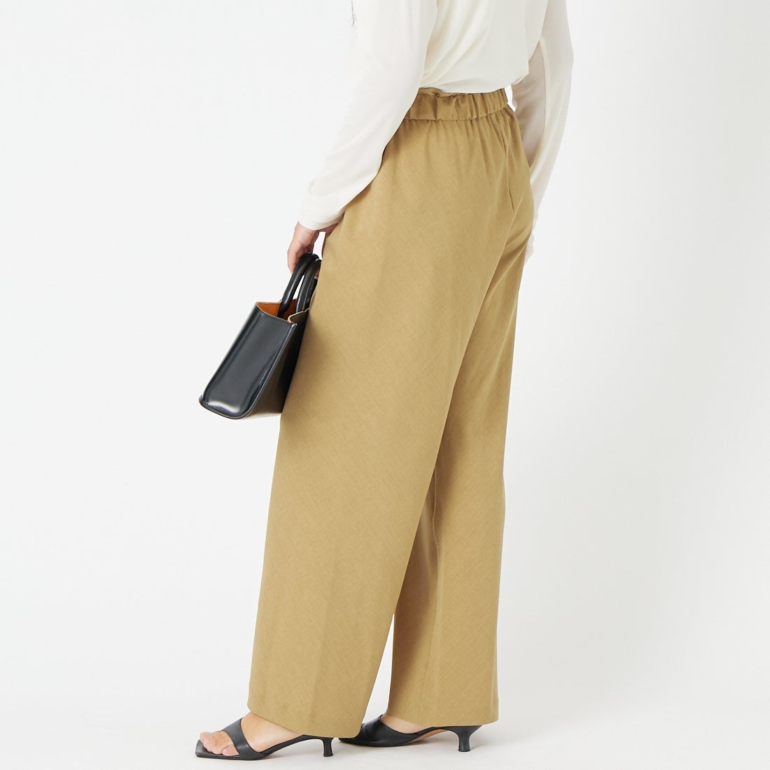Jeans Factory Clothes [ジーンズファクトリークローズ] リネンライクポプリンバイアスパンツ [21268060] 033 ﾍﾞｰｼﾞｭ &&モデル身長：162cm 着用サイズ：36&&