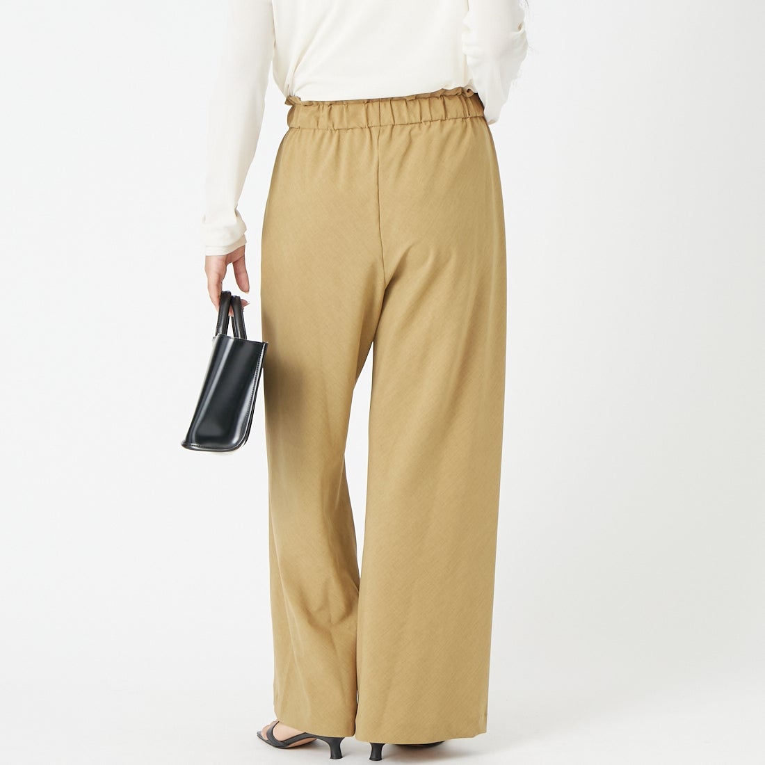 Jeans Factory Clothes [ジーンズファクトリークローズ] リネンライクポプリンバイアスパンツ [21268060] 033 ﾍﾞｰｼﾞｭ &&モデル身長：162cm 着用サイズ：36&&