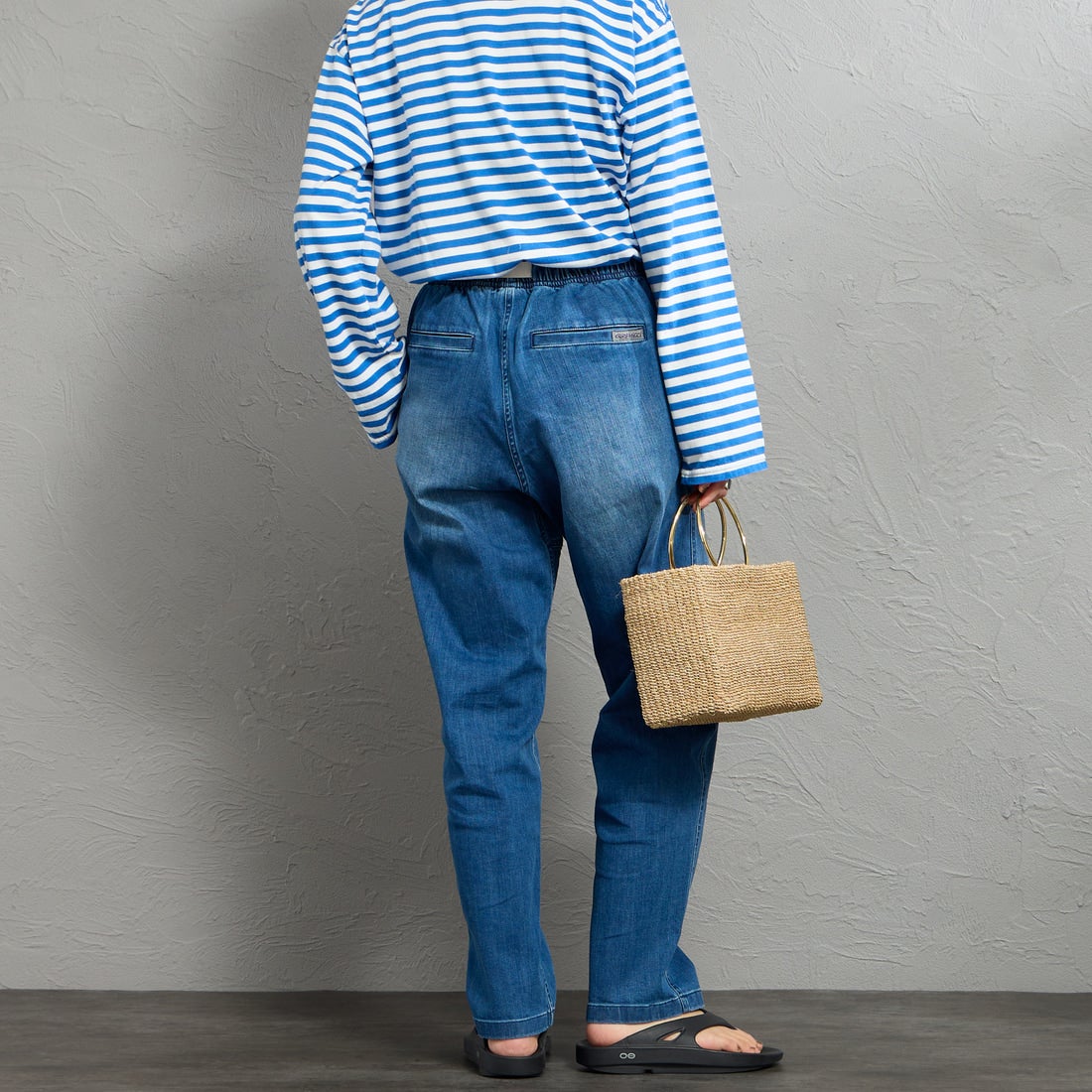 GRAMiCCi [グラミチ] 別注 ストレッチデニム エブリデイパンツ [DENIM-EVERYDAY-JF] DARK USED &&モデル身長：158cm 着用サイズ：S&&