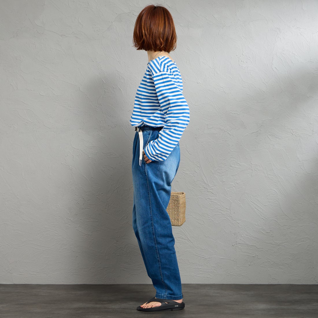 GRAMiCCi [グラミチ] 別注 ストレッチデニム エブリデイパンツ [DENIM-EVERYDAY-JF] DARK USED &&モデル身長：158cm 着用サイズ：S&&
