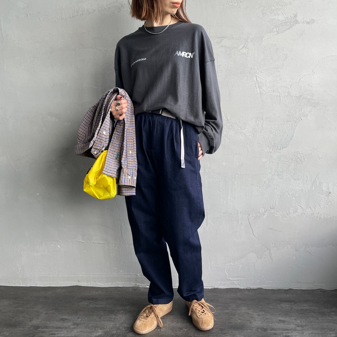 GRAMiCCi [グラミチ] 別注 ストレッチデニム エブリデイパンツ [DENIM-EVERYDAY-JF] ONE WASH &&モデル身長：158cm 着用サイズ：S&&