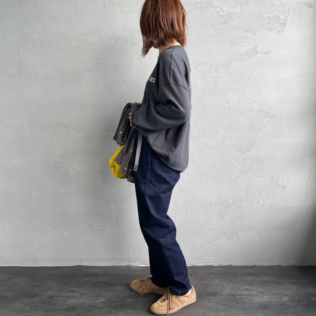 GRAMiCCi [グラミチ] 別注 ストレッチデニム エブリデイパンツ [DENIM-EVERYDAY-JF] ONE WASH &&モデル身長：158cm 着用サイズ：S&&