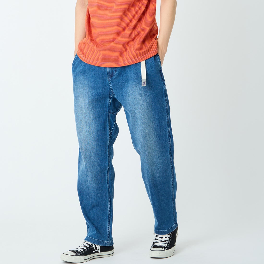 GRAMiCCi [グラミチ] 別注 ストレッチデニム エブリデイパンツ [DENIM-EVERYDAY-JF] DARK USED &&モデル身長：179cm 着用サイズ：L&&