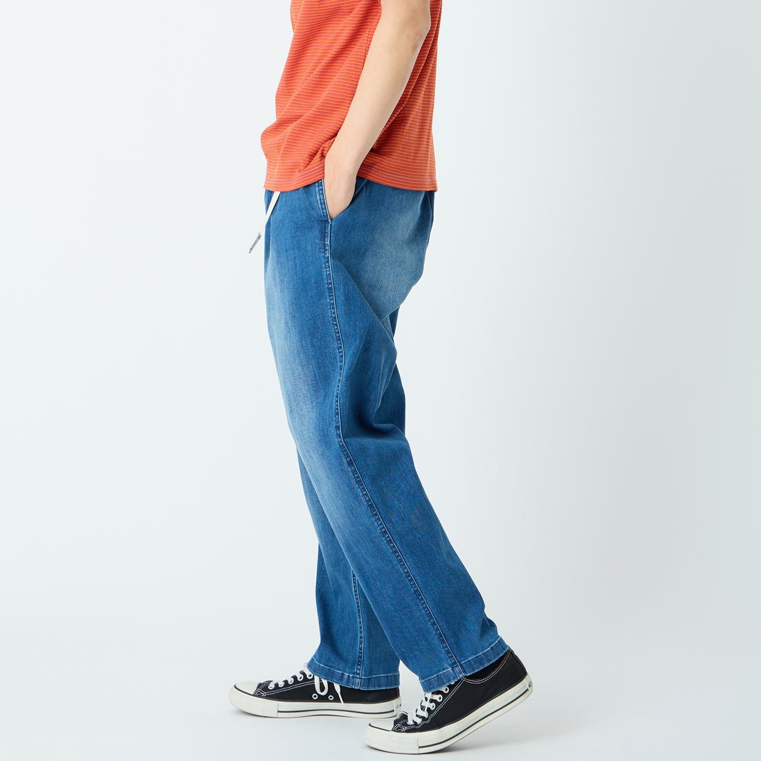 GRAMiCCi [グラミチ] 別注 ストレッチデニム エブリデイパンツ [DENIM-EVERYDAY-JF] DARK USED &&モデル身長：179cm 着用サイズ：L&&