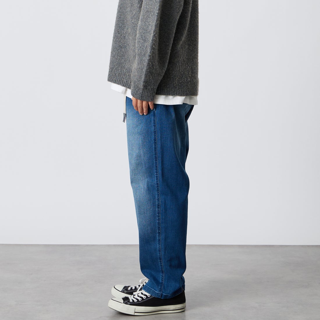 GRAMiCCi [グラミチ] 別注 ストレッチデニム エブリデイパンツ [DENIM-EVERYDAY-JF] DARK USED &&モデル身長：177cm 着用サイズ：L&&
