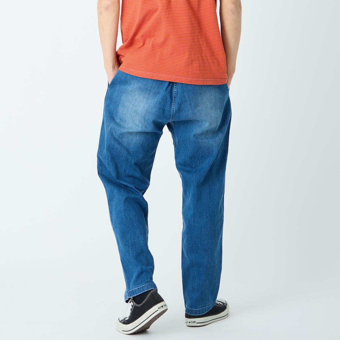 GRAMiCCi [グラミチ] 別注 ストレッチデニム エブリデイパンツ [DENIM-EVERYDAY-JF] DARK USED &&モデル身長：179cm 着用サイズ：L&&