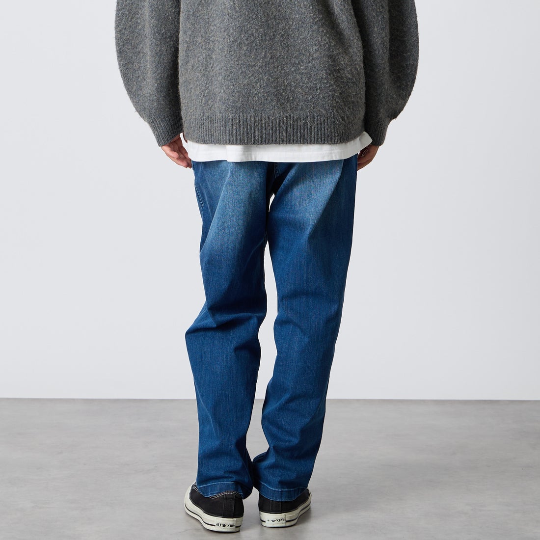 GRAMiCCi [グラミチ] 別注 ストレッチデニム エブリデイパンツ [DENIM-EVERYDAY-JF] DARK USED &&モデル身長：177cm 着用サイズ：L&&