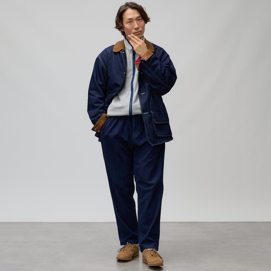 Gramicci [グラミチ] 別注 ストレッチデニム エブリデイパンツ [DENIM-EVERYDAY-JF] ONE WASH &&モデル身長：176cm 着用サイズ：L&&
