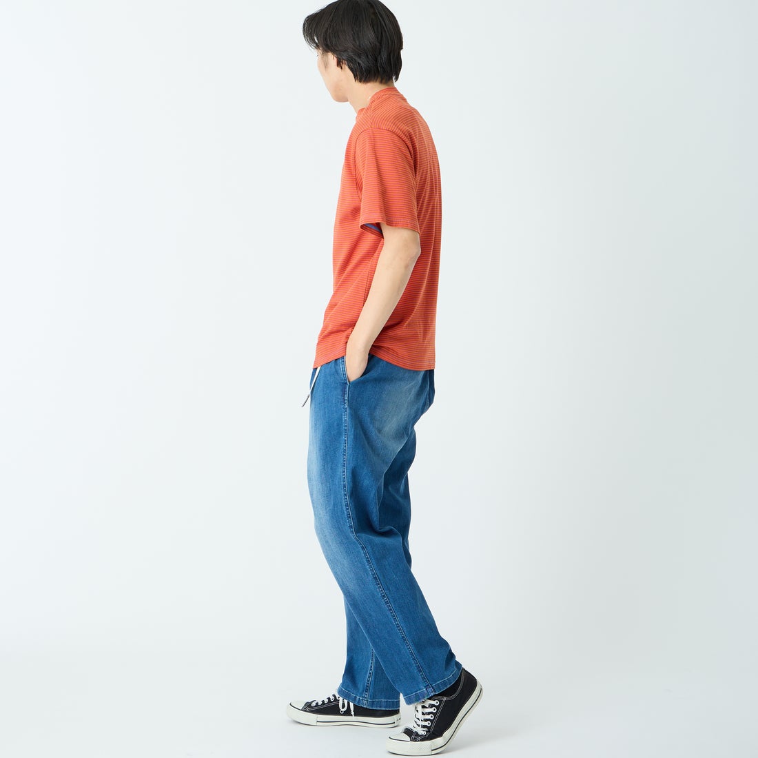 GRAMiCCi [グラミチ] 別注 ストレッチデニム エブリデイパンツ [DENIM-EVERYDAY-JF] DARK USED &&モデル身長：179cm 着用サイズ：L&&