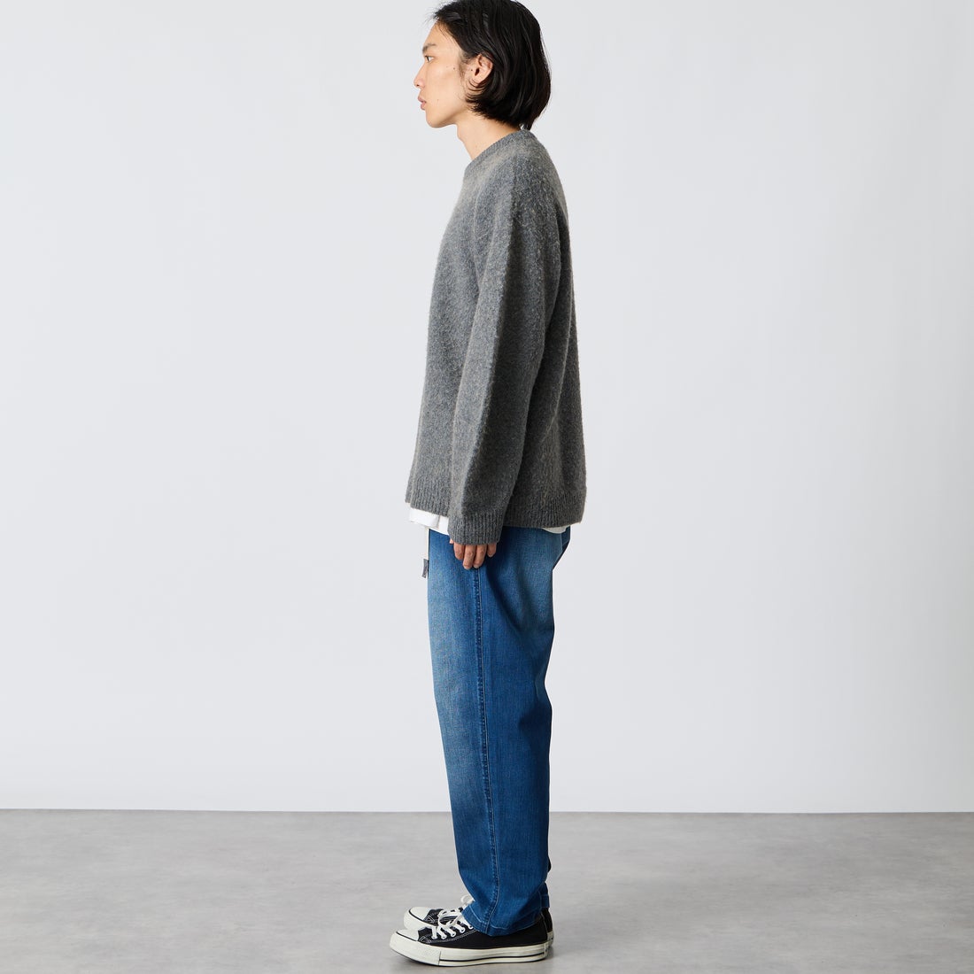 GRAMiCCi [グラミチ] 別注 ストレッチデニム エブリデイパンツ [DENIM-EVERYDAY-JF] DARK USED &&モデル身長：177cm 着用サイズ：L&&